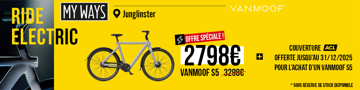 RIDE ELECTRIC : VanMoof S5 à 2798€ + couverture ACL offerte jusqu'au 31/12/2025